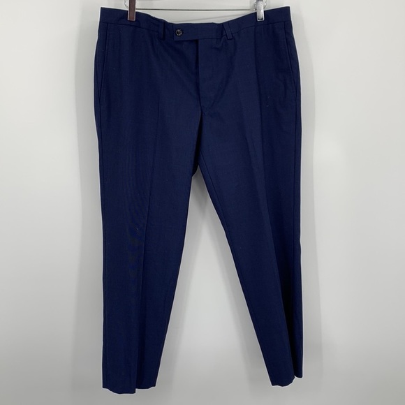 Jack Victor Jefferson flat front trousers pants navy wool suit dress men new 38 - Picture 1 of 4